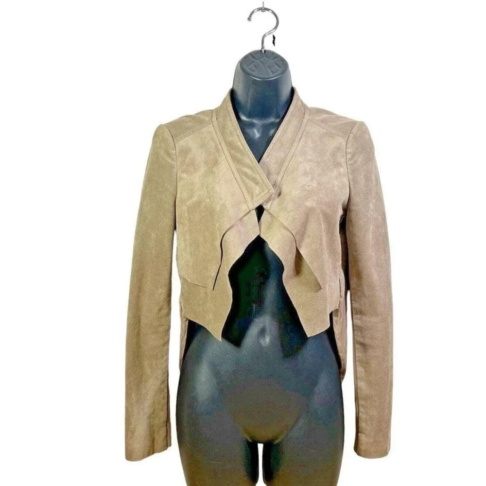 BCBG MAXAZRIA‎ Norton khaki hilo faux suede cropped jacket sz XS